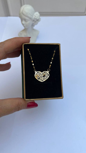 پلاک و زنجیر زنانه طلای ۱۸ عیار طرح قلب – وزن ۱.۲۰۰ گرم